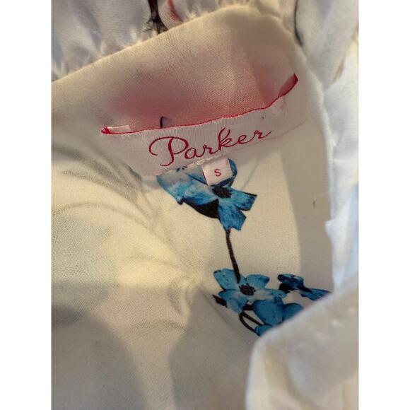Parker Cassidy Floral Print Silk Top White S - Picture 9 of 10